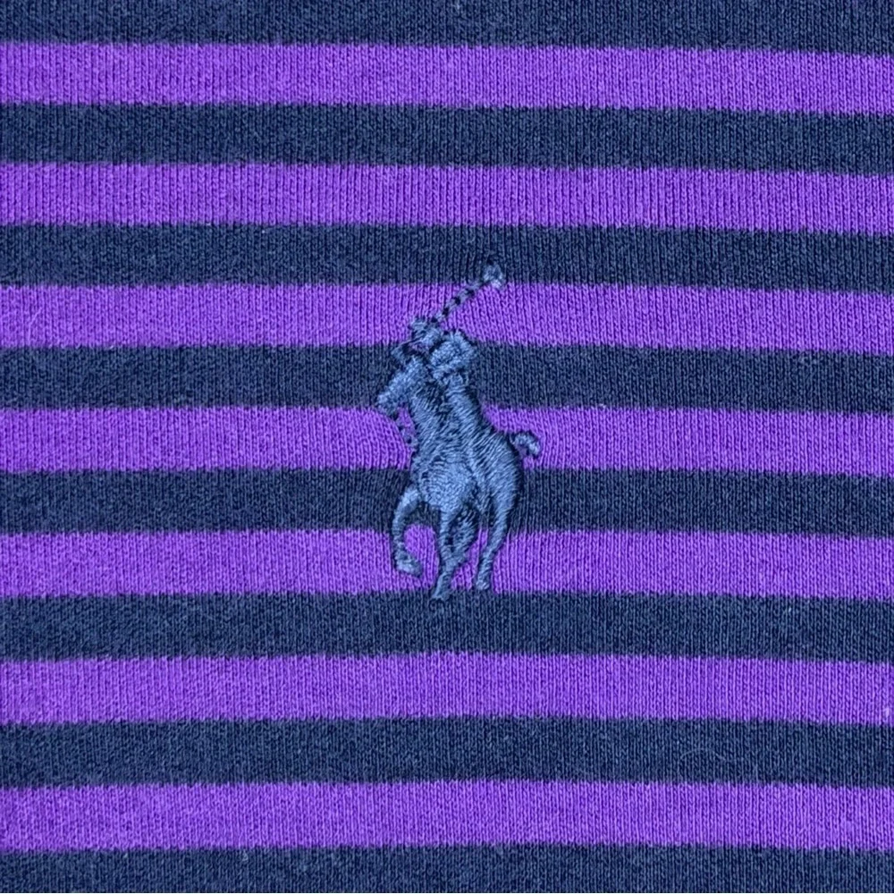 POLO Ralph Lauren Polo Mens Size L Classic Fit Purple Striped 100% Cotton Shirt